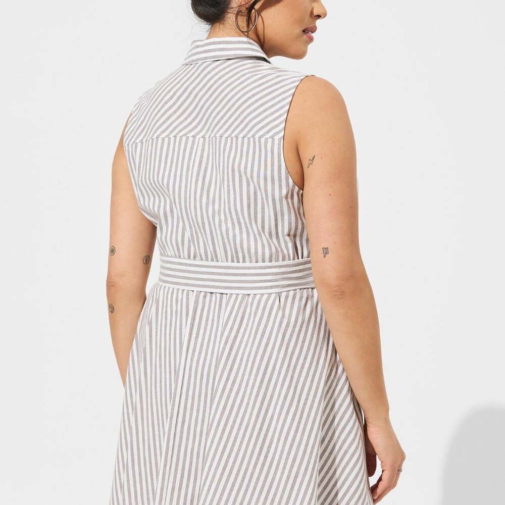 Torrid- Poplin Collared Shirt Dress- Stripes